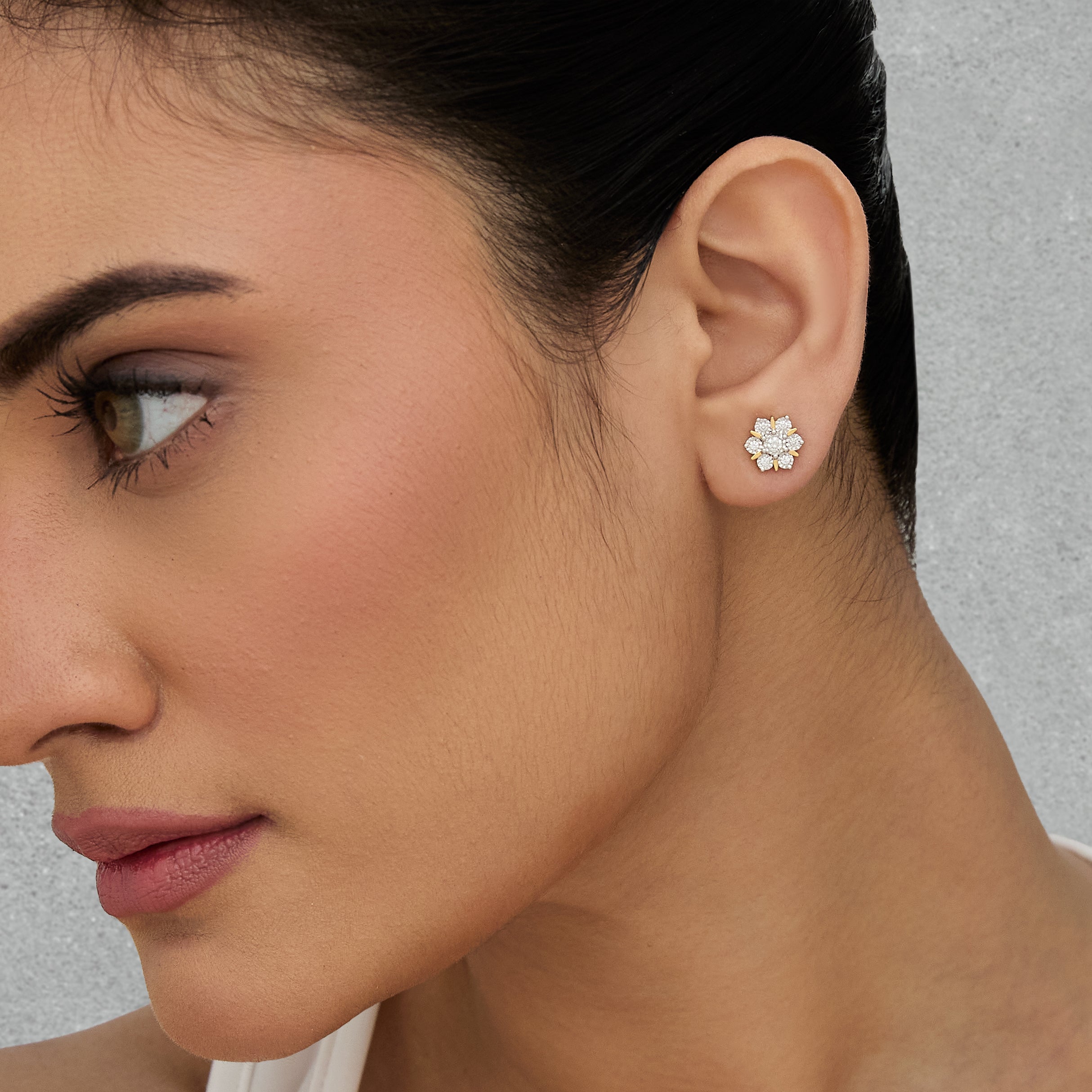 Floral Diamond Stud Earrings