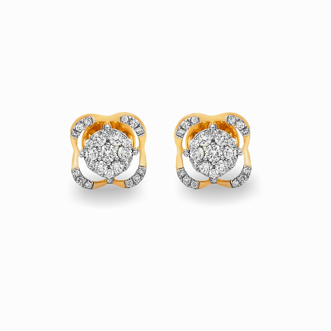 Floral Diamond Stud Earrings