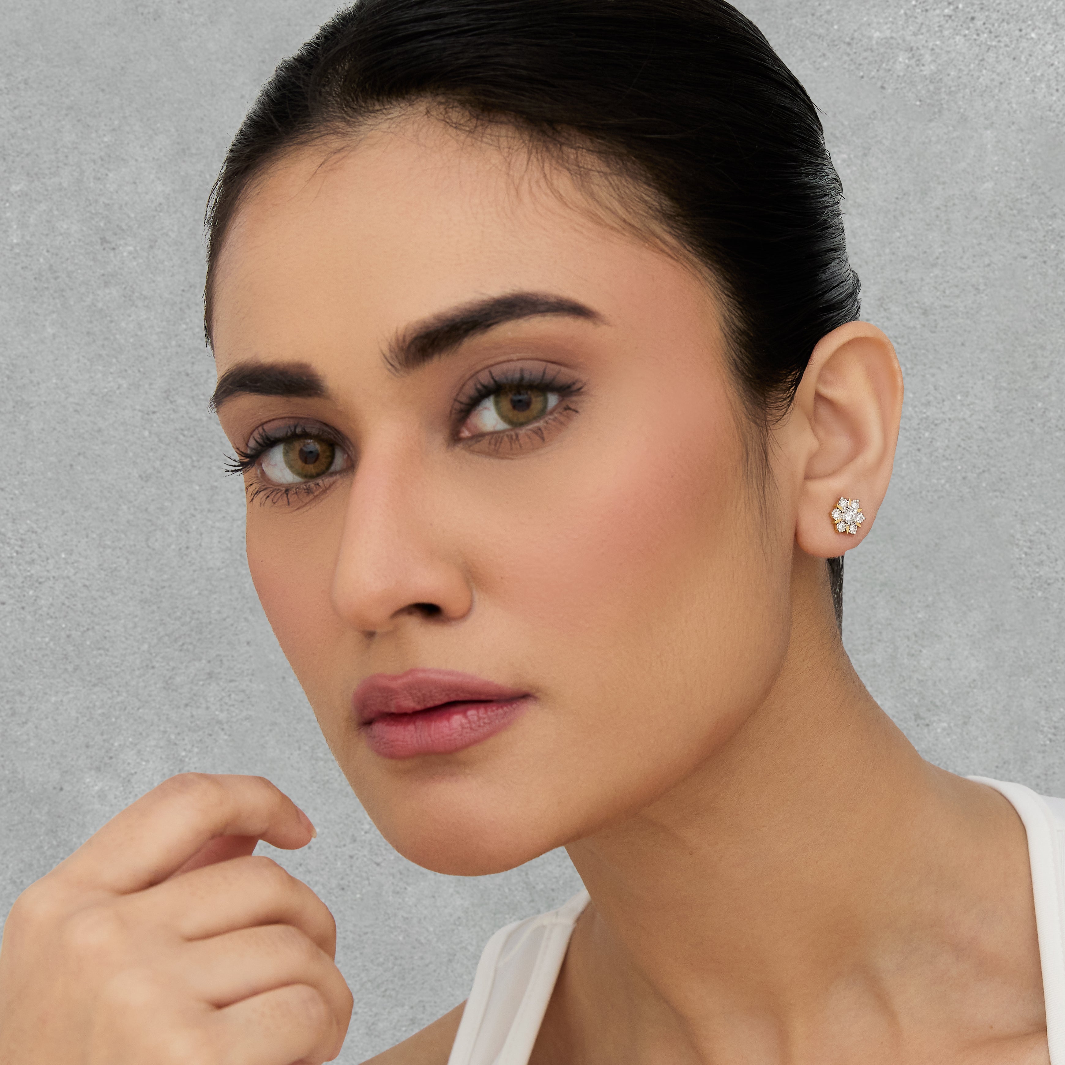 Floral Diamond Stud Earrings