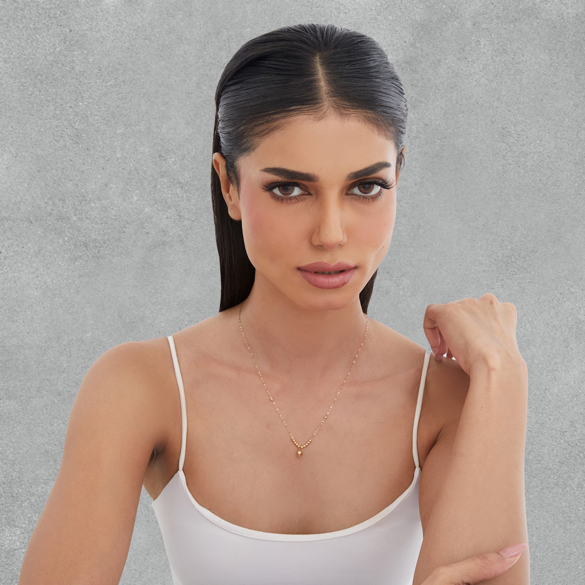 Golden Bead Heart Necklace