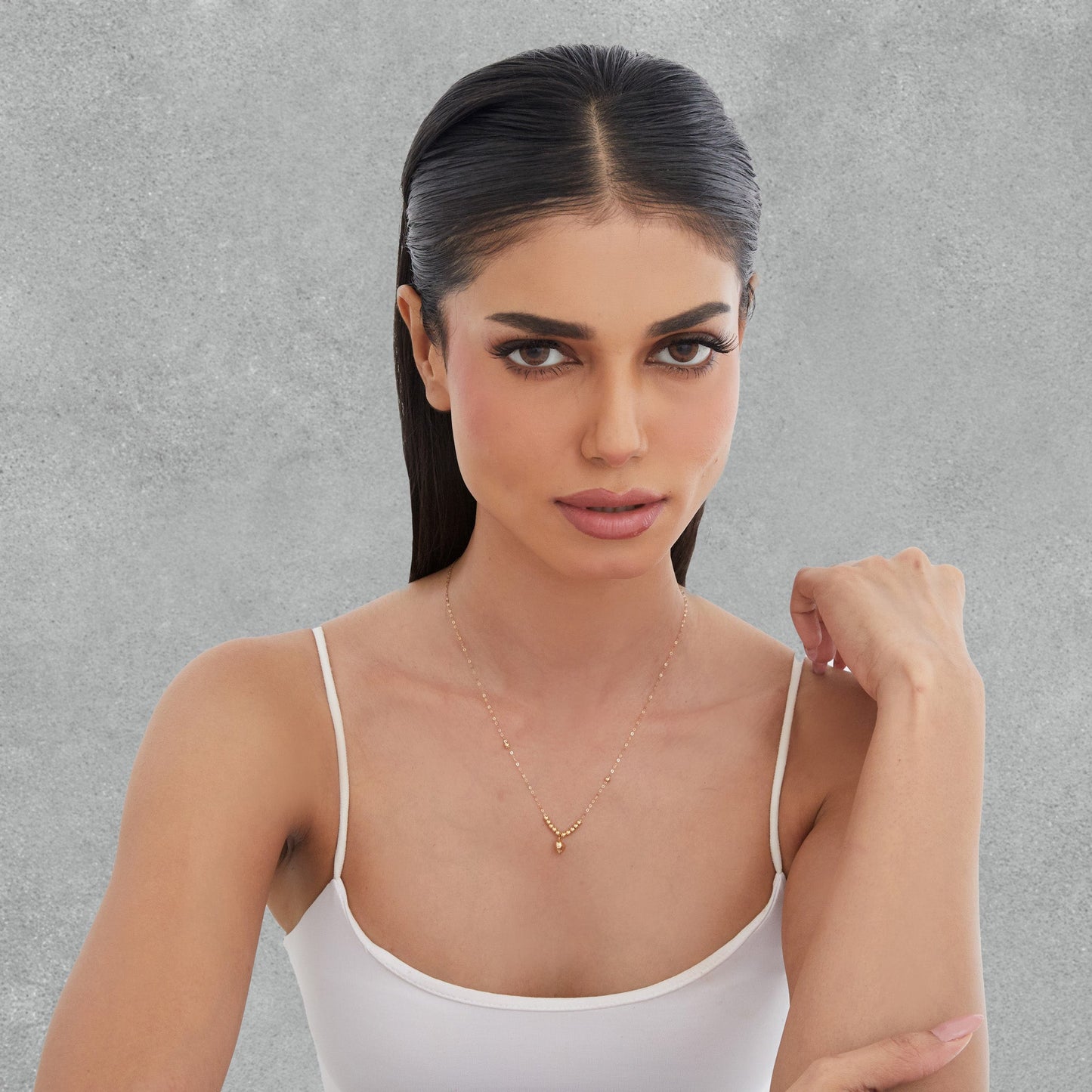 Golden Bead Heart Necklace