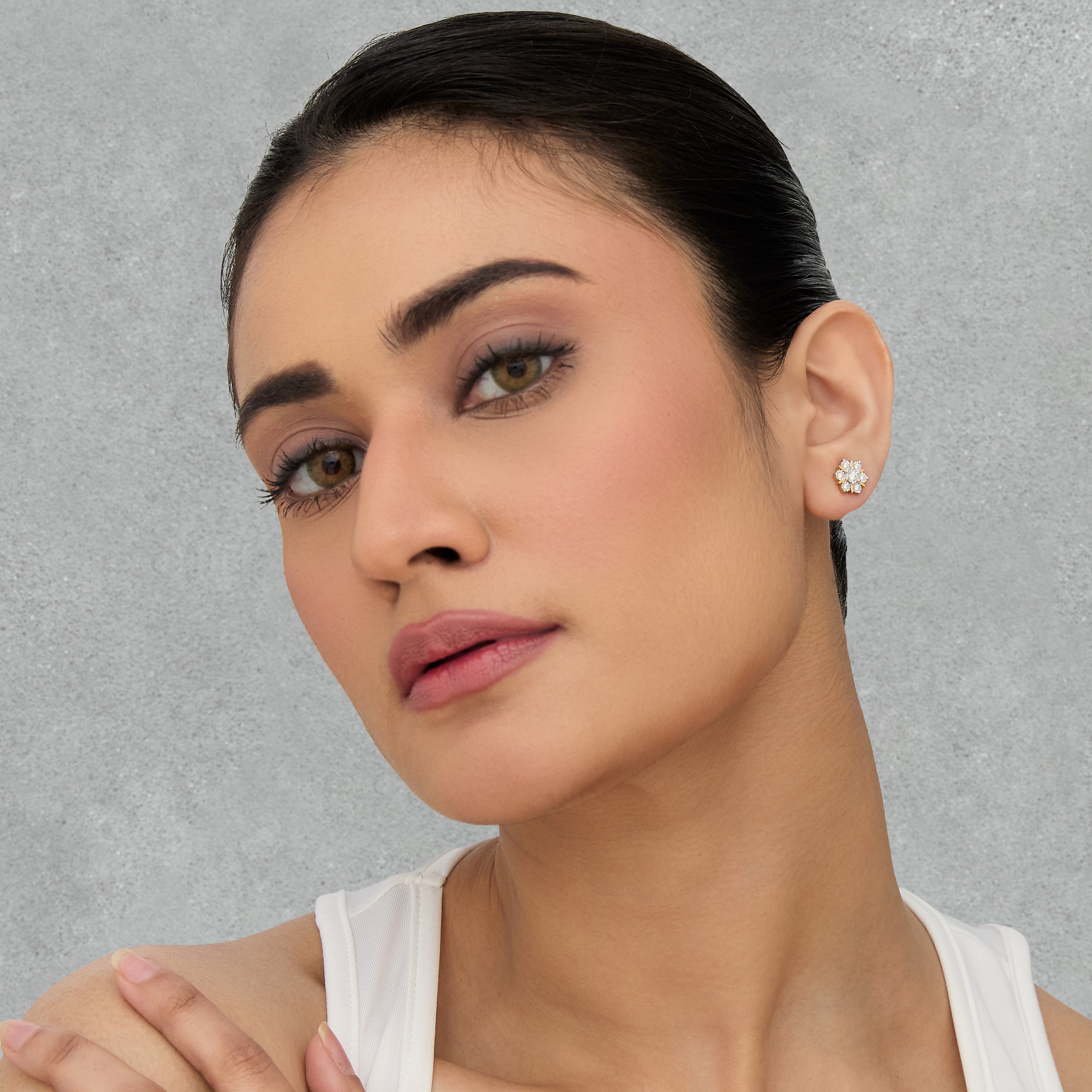 Floral Diamond Stud Earrings