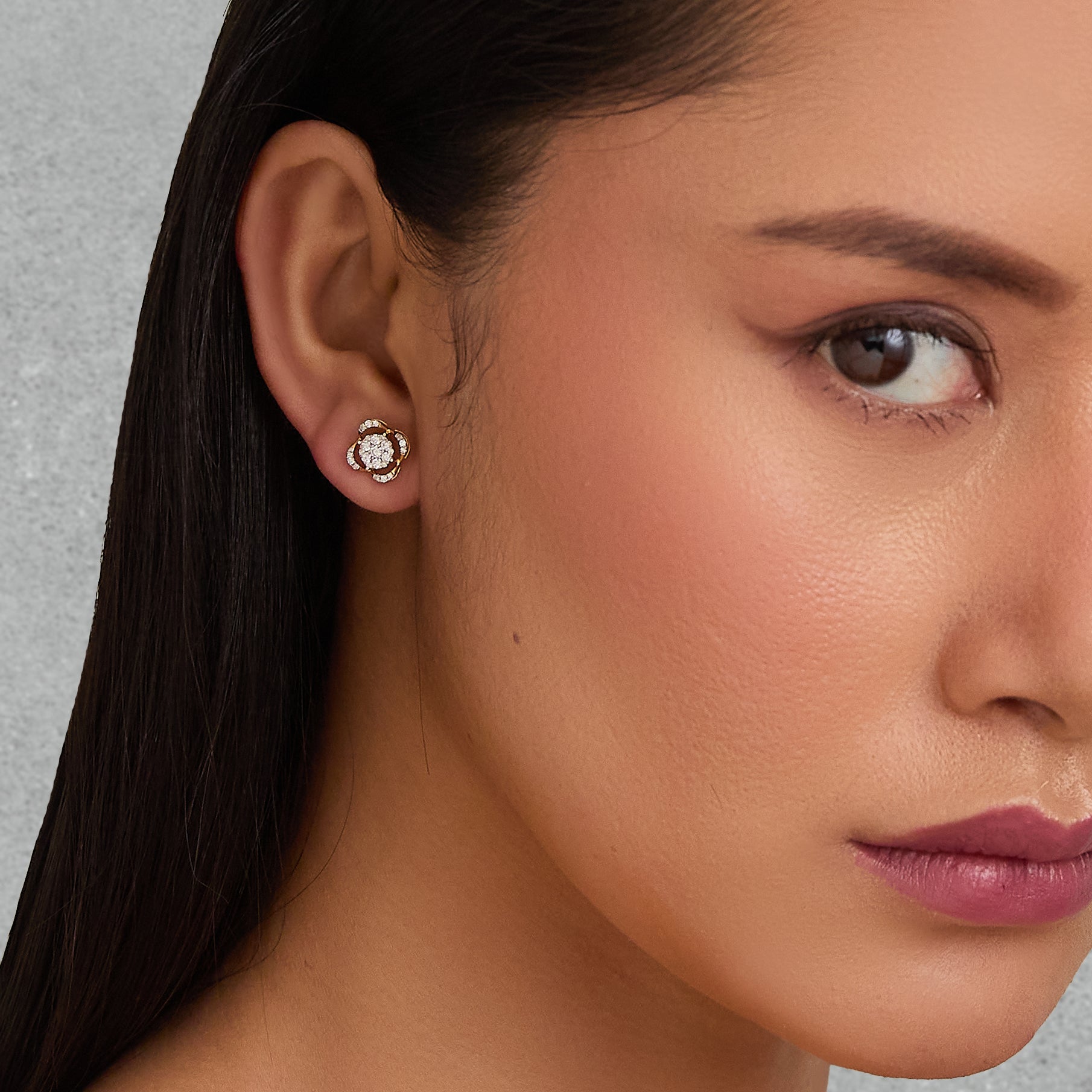 Floral Diamond Stud Earrings