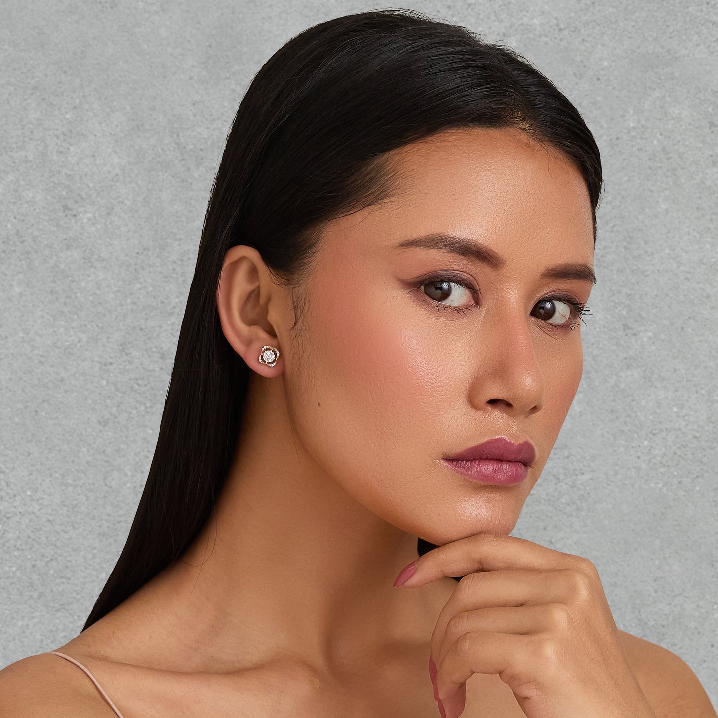 Floral Diamond Stud Earrings