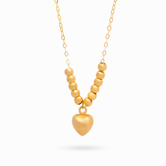 Golden Bead Heart Necklace