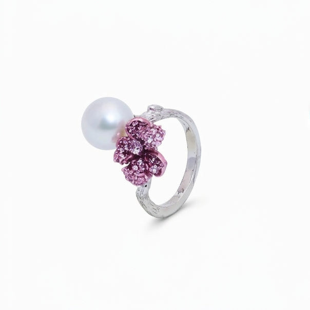 Rosé Flora Pearl Ring
