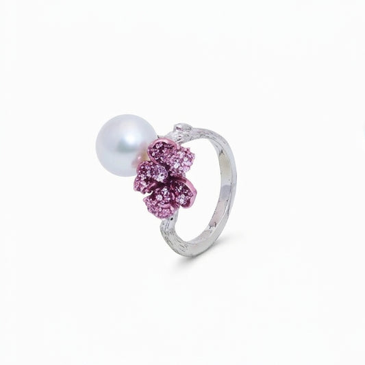 Rosé Flora Pearl Ring