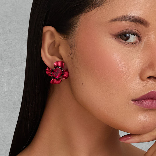 Crimson Bloom Earrings