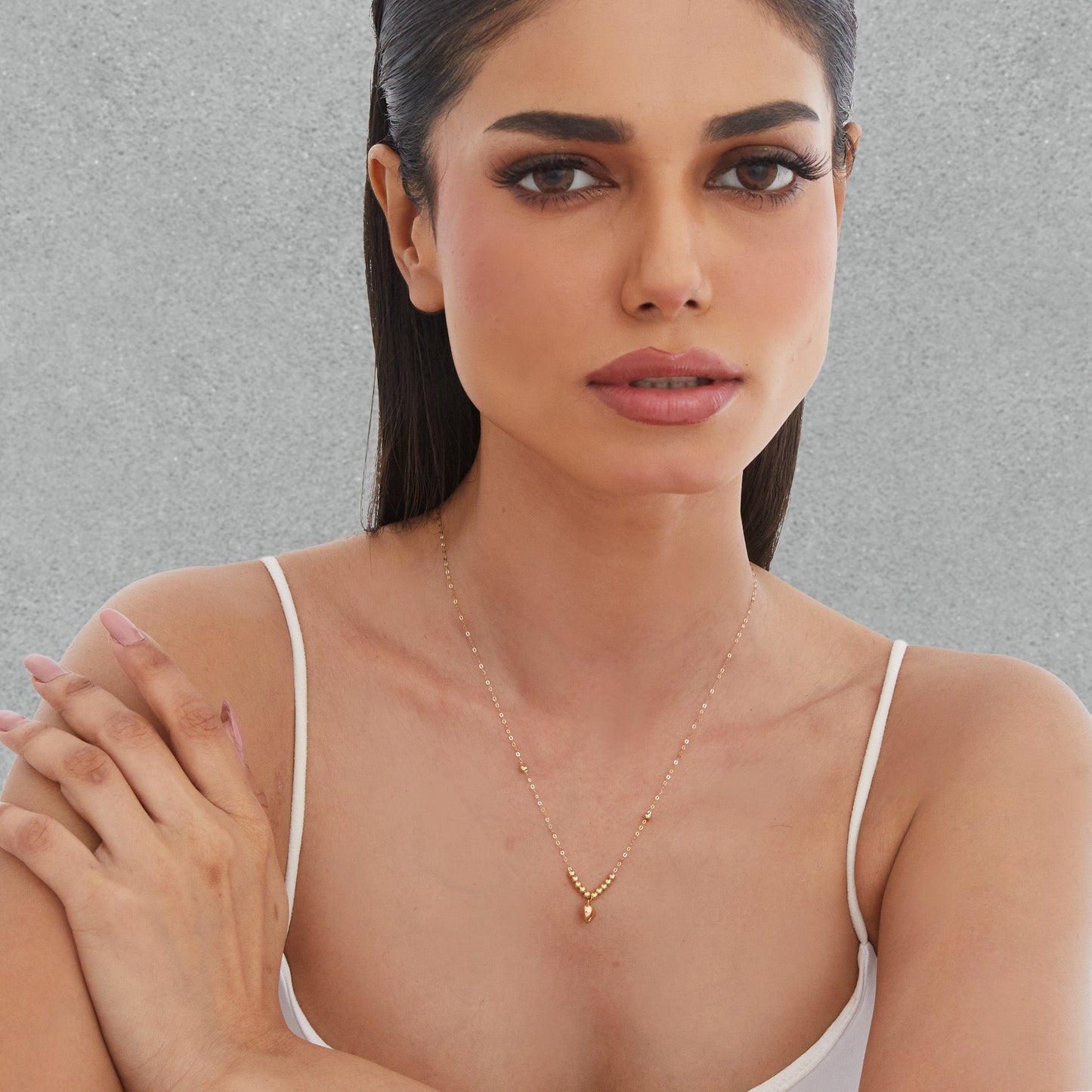 Golden Bead Heart Necklace