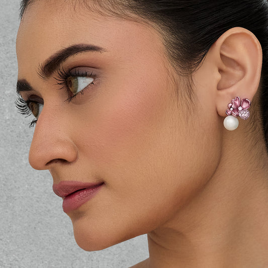Rosé Spark Pearl Earrings