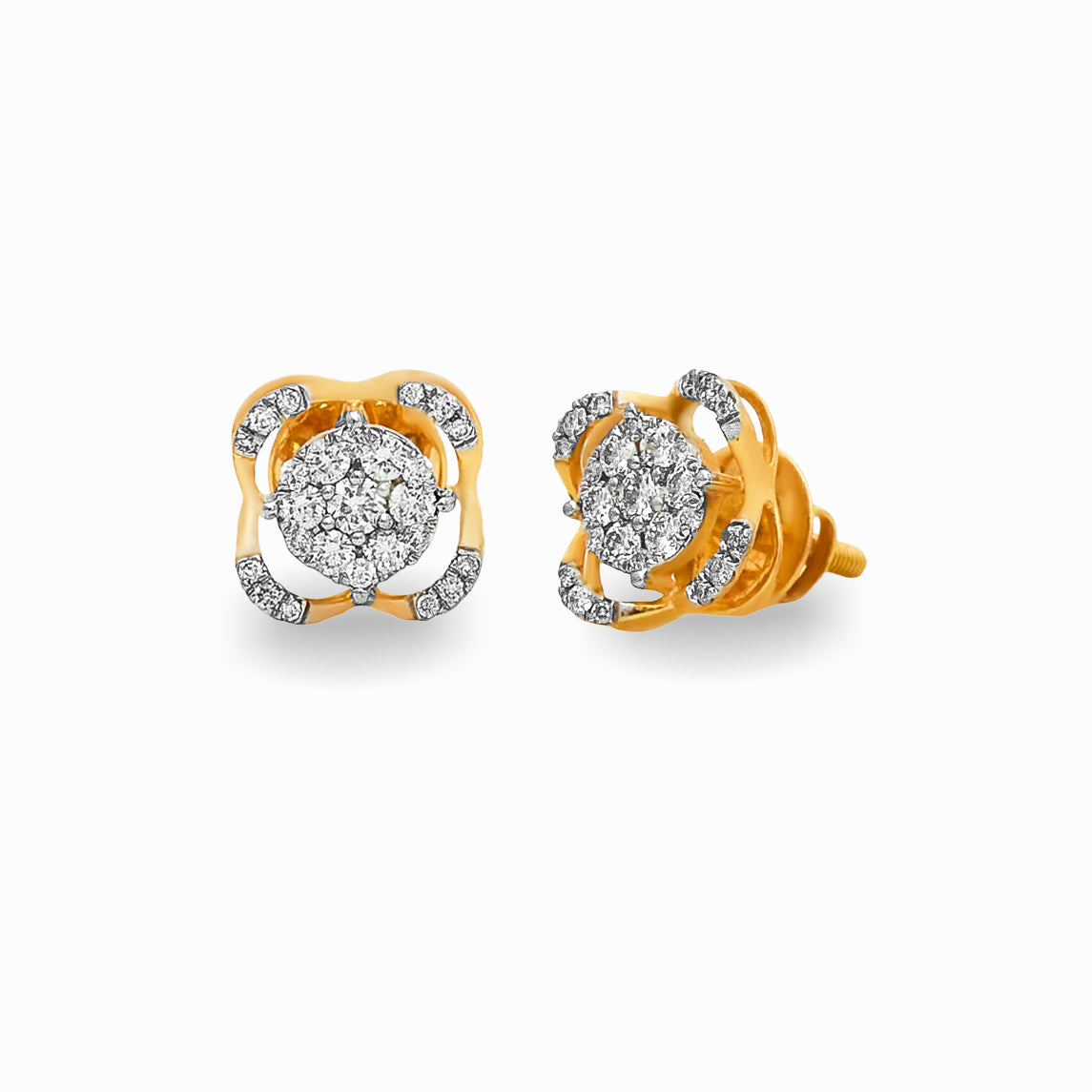 Floral Diamond Stud Earrings