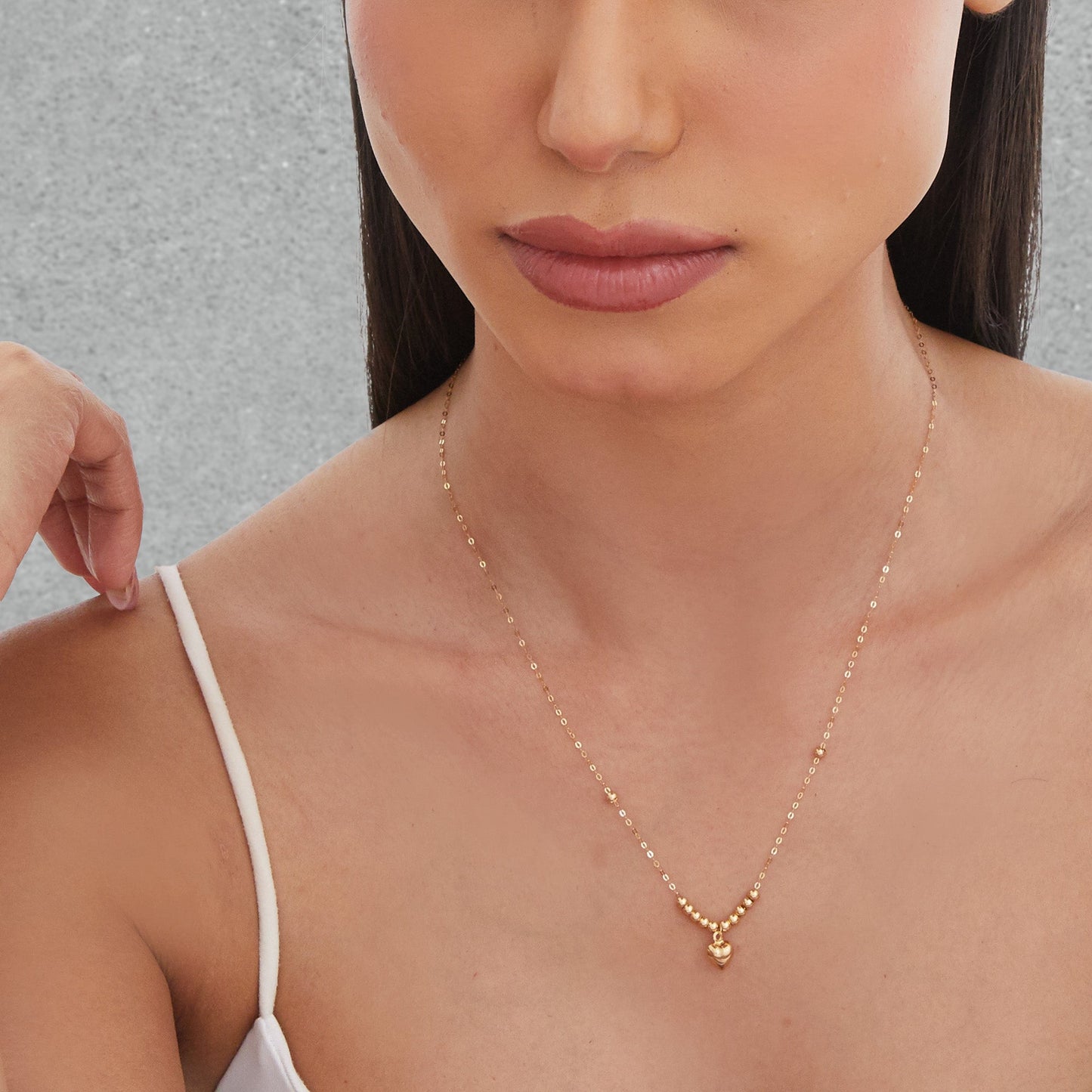 Golden Bead Heart Necklace