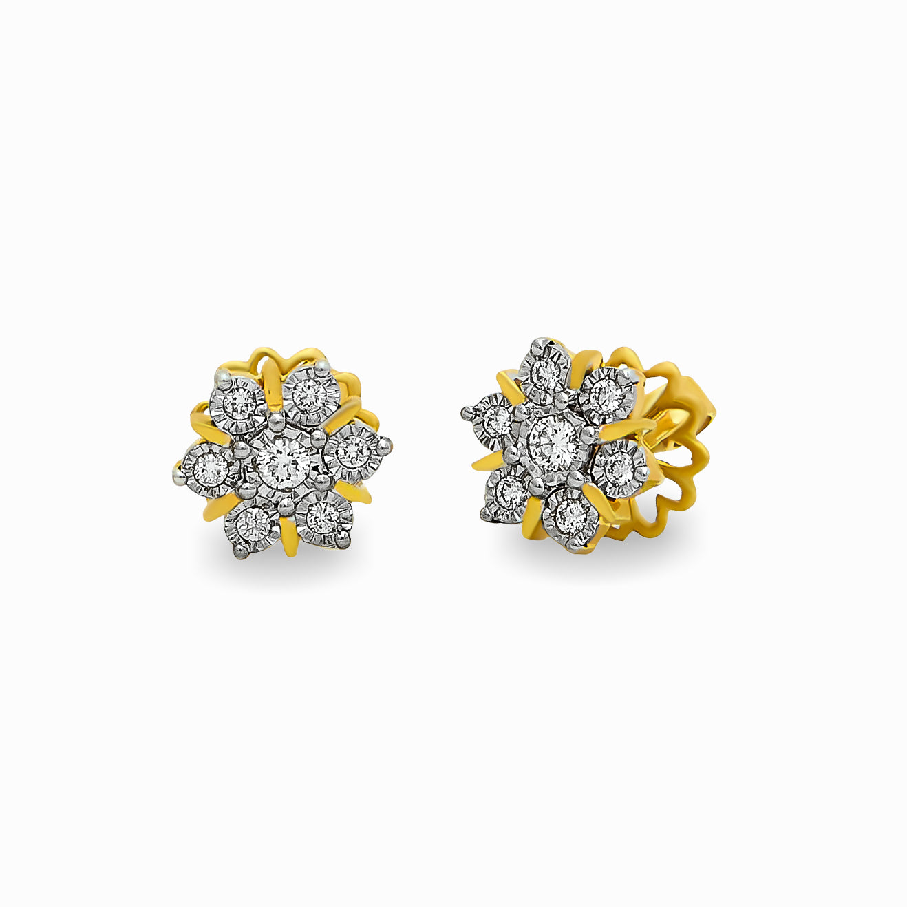 Floral Diamond Stud Earrings