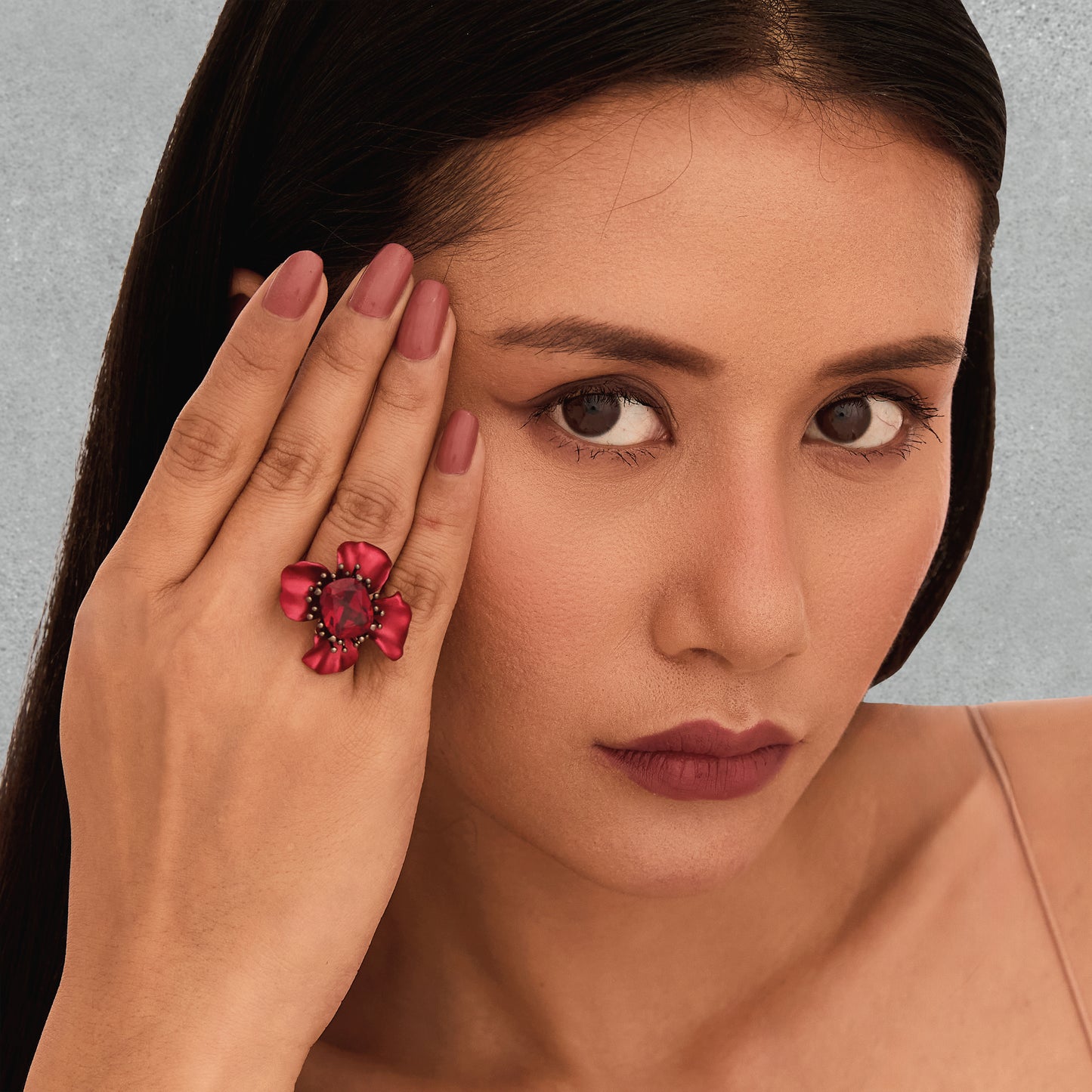 Scarlet Flower Ring