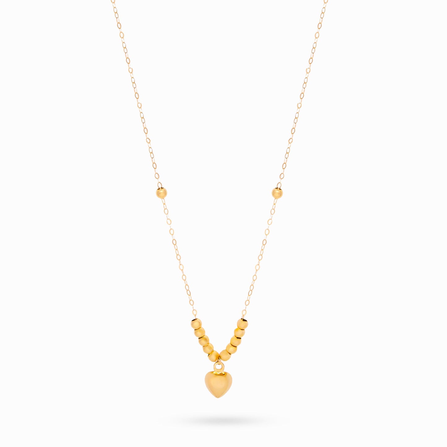 Golden Bead Heart Necklace