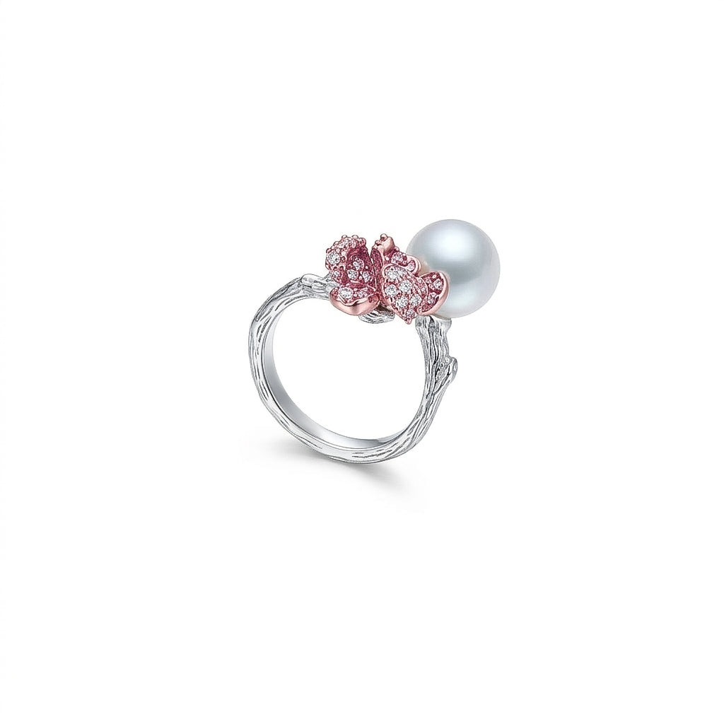 Rosé Flora Pearl Ring