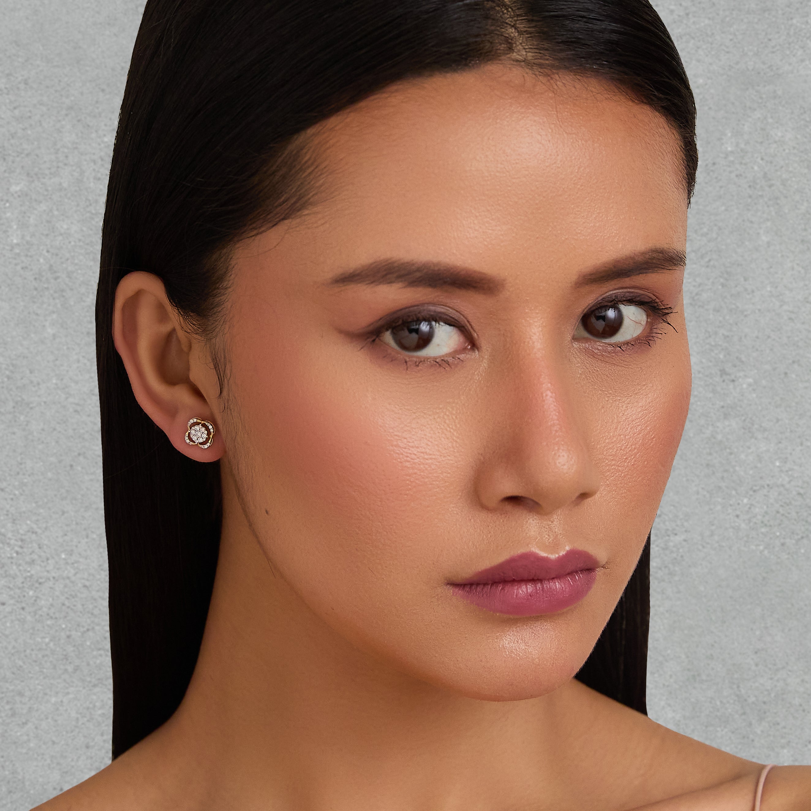 Floral Diamond Stud Earrings