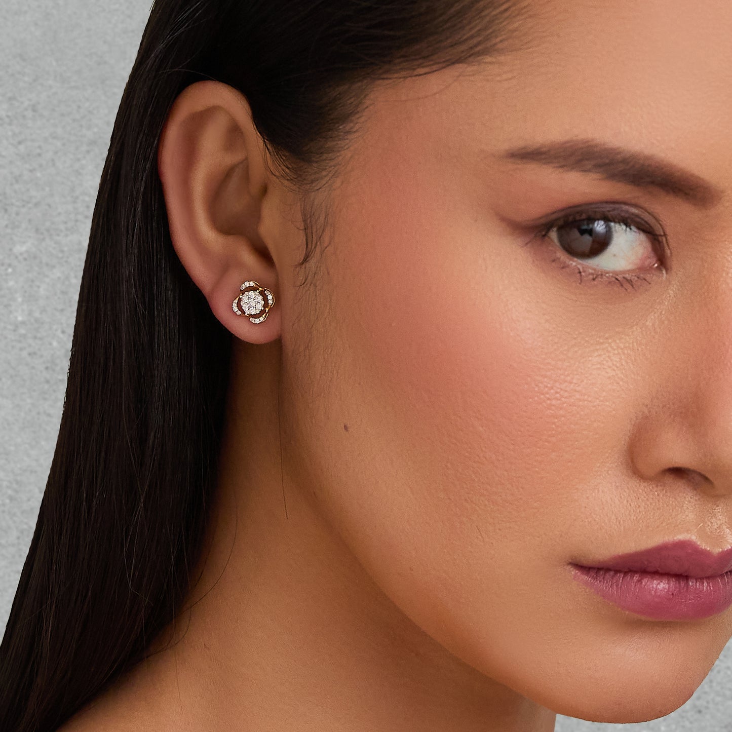 Floral Diamond Stud Earrings